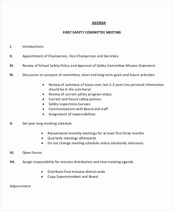 Safety Meeting Minutes Template New 41 Meeting Agenda Templates