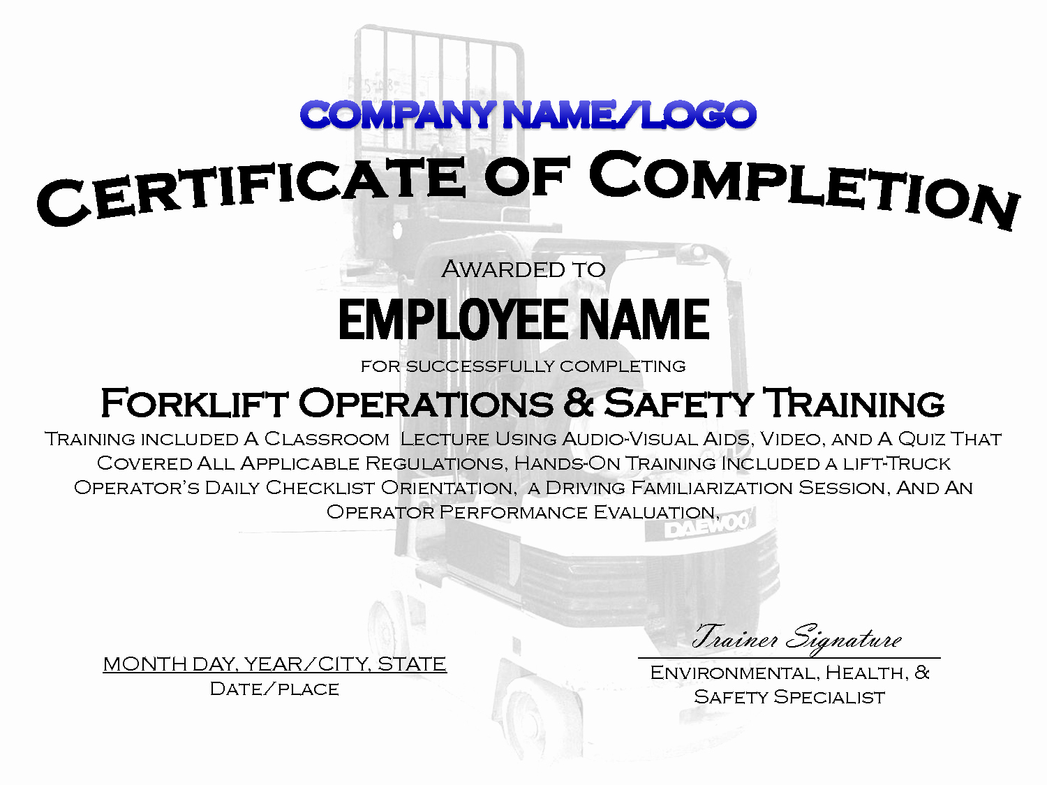 Safety Training Certificate Template Elegant Safety Training Card Templates