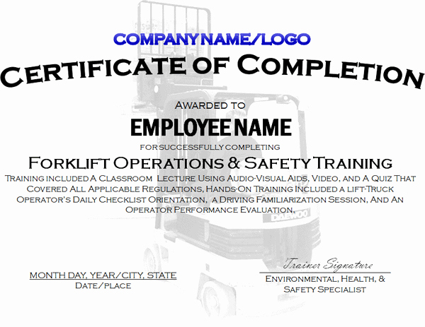 Safety Training Certificate Template Luxury Certificates Pletion for Safety Training