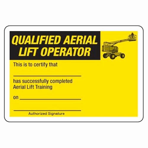 Safety Training Certificate Template New Scissor Lift Certification Card Template