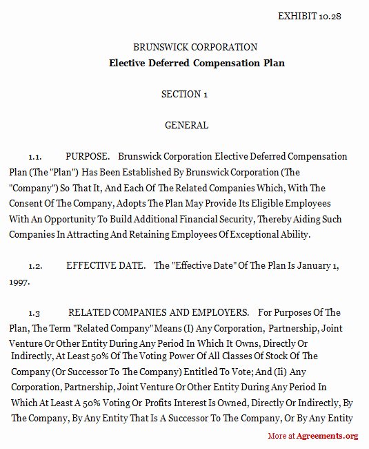 Salary Agreement Letter Elegant Elective Deferred Pensation Plan Agreement Sample