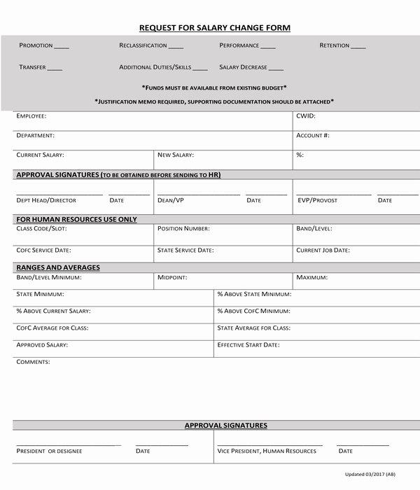 Salary Change form Awesome 7 Employee Pay Increase form