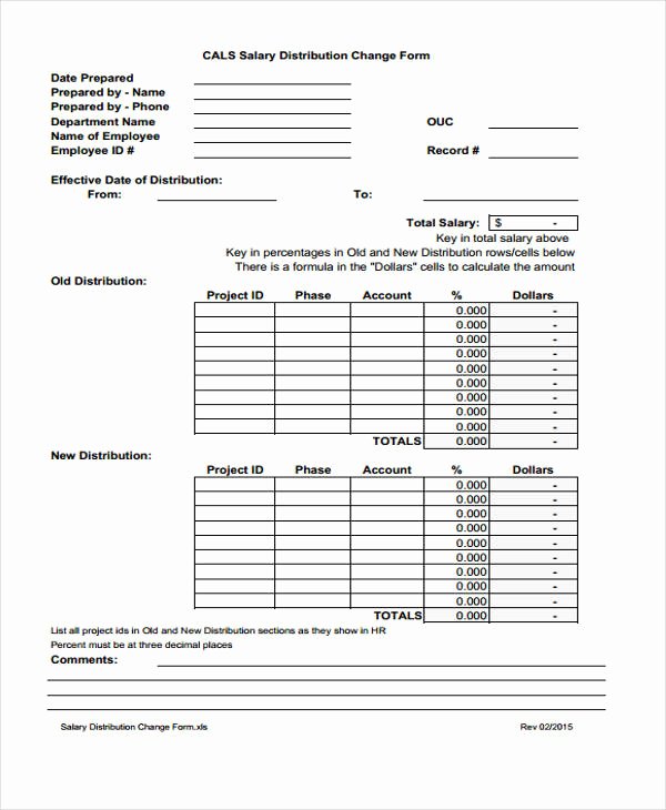 Salary Change form Best Of Sample Change forms