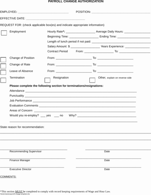 Salary Change form Fresh Download Payroll Change form for Free formtemplate