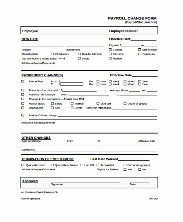 Salary Change form Luxury Sample Payroll forms