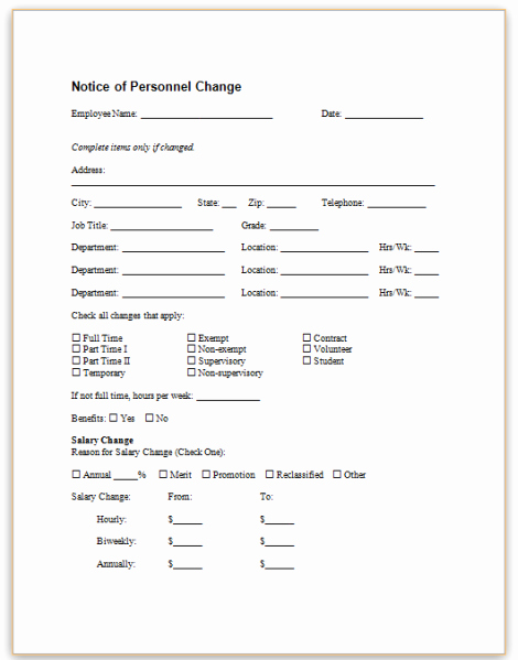 Salary Change form New This Sample Notice Documents A Change In Position or Pay