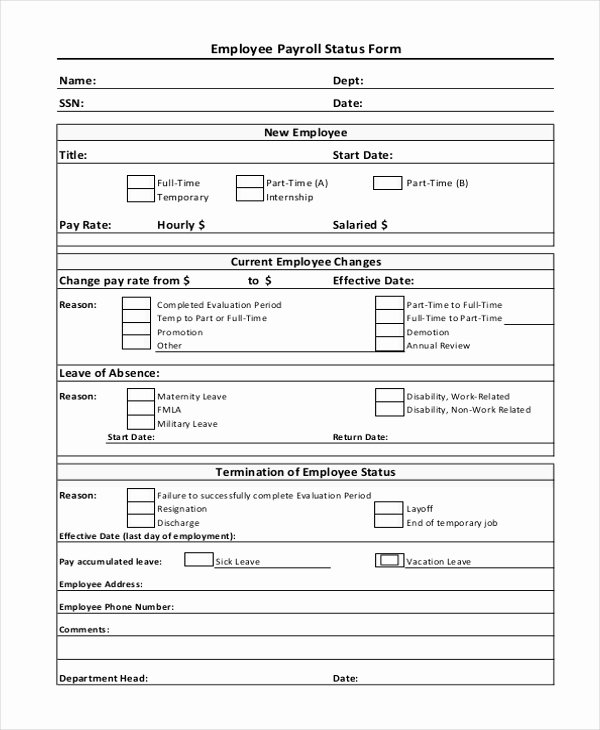 Salary Change form Unique Sample Employee Payroll forms 10 Free Documents In Pdf