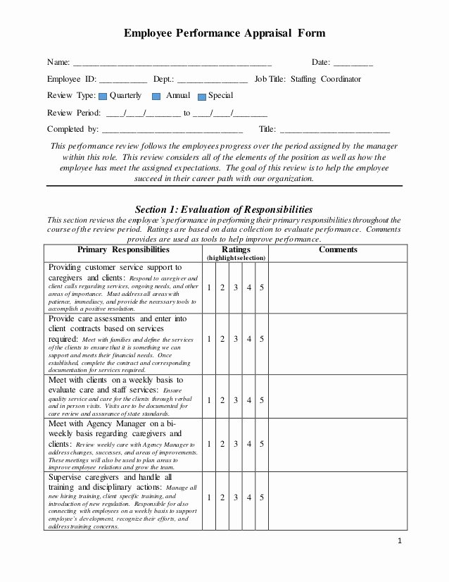 Sales associate Performance Review Examples Awesome Custom Performance Appraisal Review form
