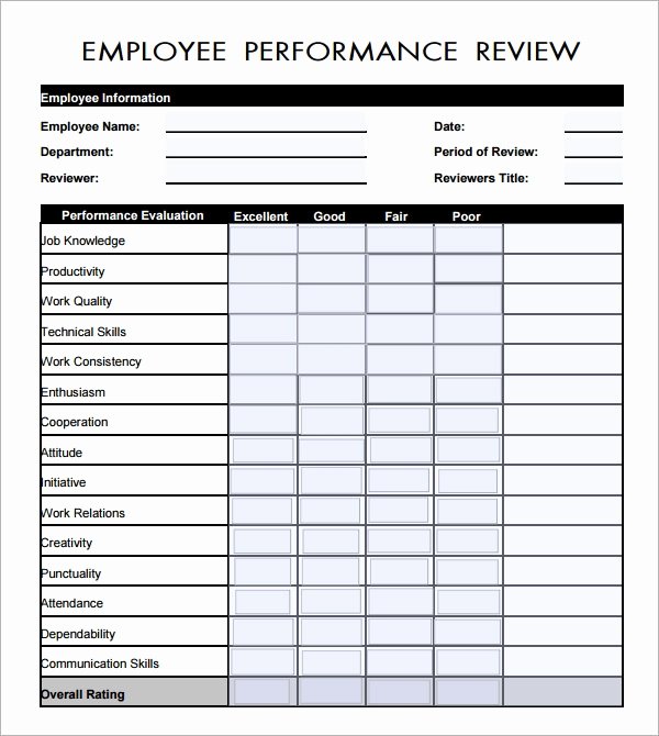 Sales associate Performance Review Examples Luxury 41 Sample Employee Evaluation forms to Download