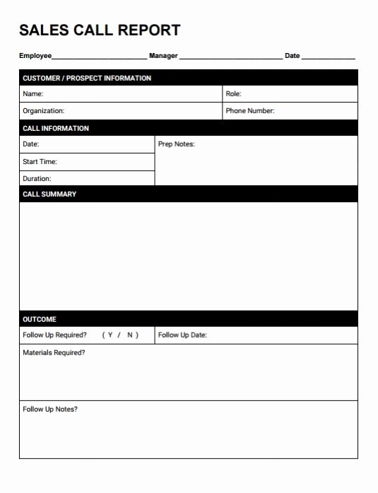 Sales Call Sheet Template Free Awesome Free Sales Call Report Templates