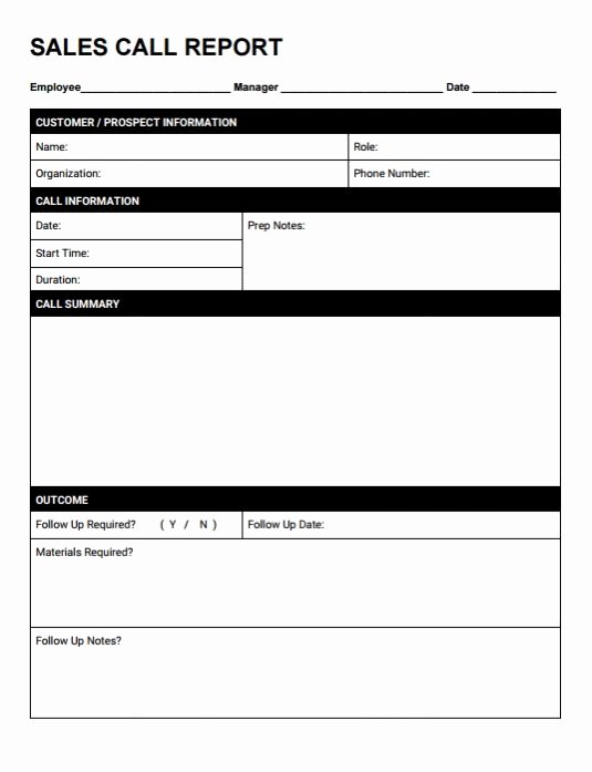 Sales Call Sheet Template Free Awesome Free Sales Call Report Templates