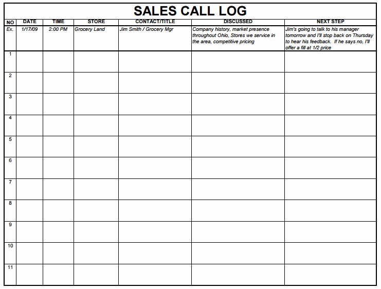 Sales Call Sheet Template Free Best Of 5 Sales Log Templates formats Examples In Word Excel