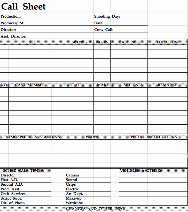 Sales Call Sheet Template Free Fresh Call Sheet Template