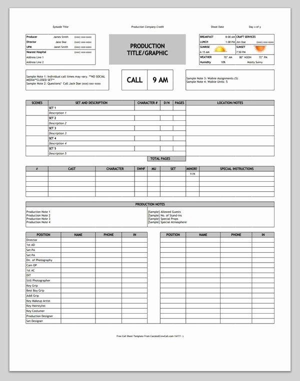 Sales Call Sheet Template Free Lovely Free Download Call Sheet Template the Ly E You Ll
