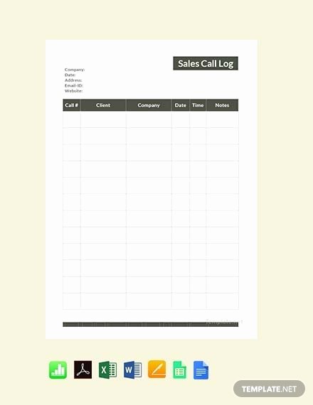 Sales Call Sheet Template Free Lovely Free Simple Call Logs Template Download 483 Sheets In