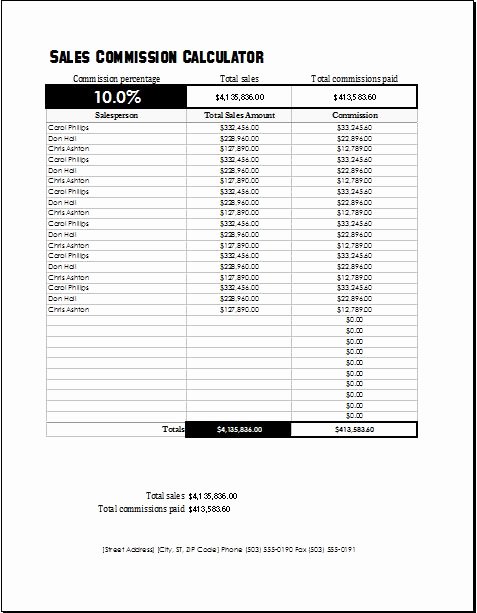 Sales Compensation Plan Template Excel Fresh Sales Mission Calculator Template