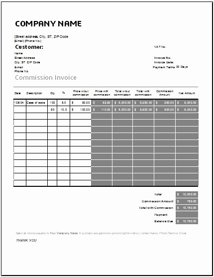 Sales Compensation Plan Template Excel Unique Mission Invoice Template for Excel
