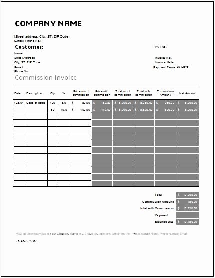 Sales Compensation Plan Template Excel Unique Mission Invoice Template for Excel