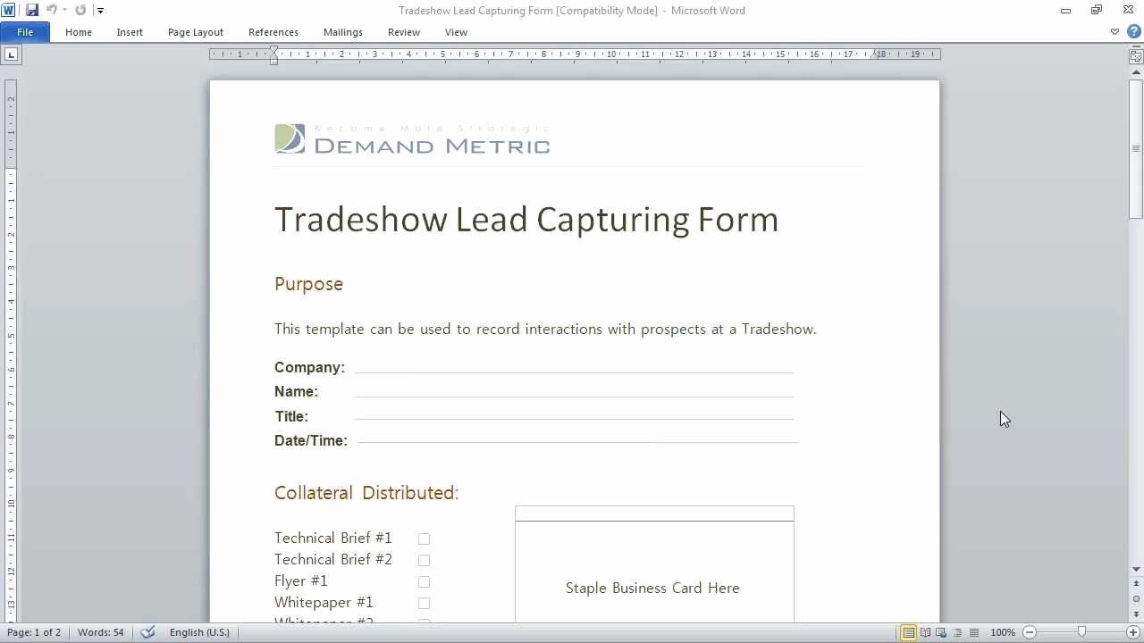 Sales Lead Sheet Template Best Of Trade Show Lead Capturing form