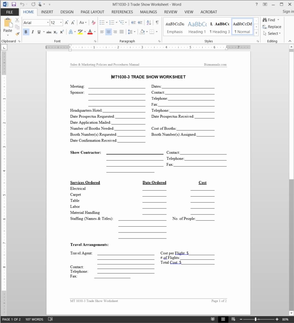 Sales Lead Sheet Template Elegant Trade Show Worksheet Template
