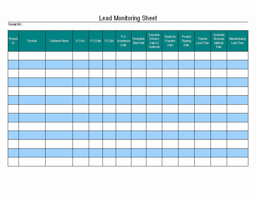 Sales Lead Sheet Template New Lead Monitoring Sheet