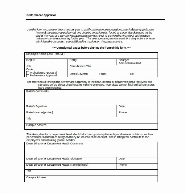 Sales Performance Appraisal form Best Of 10 Sample Employee Appraisal forms Free Sample Example