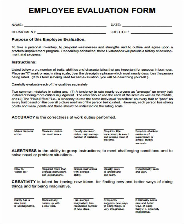 Sales Performance Appraisal form Lovely 17 Employee Evaluation forms