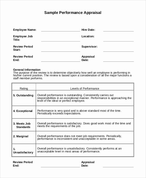 Sales Performance Appraisal form Luxury 9 Performance Appraisal Examples – Pdf Word