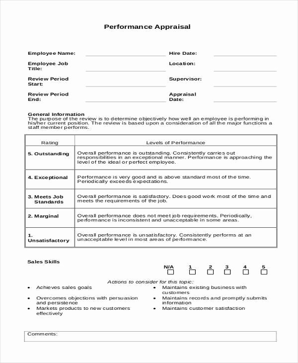 Sales Performance Appraisal form Luxury Sample Appraisal forms In Pdf 27 Free Documents In Pdf