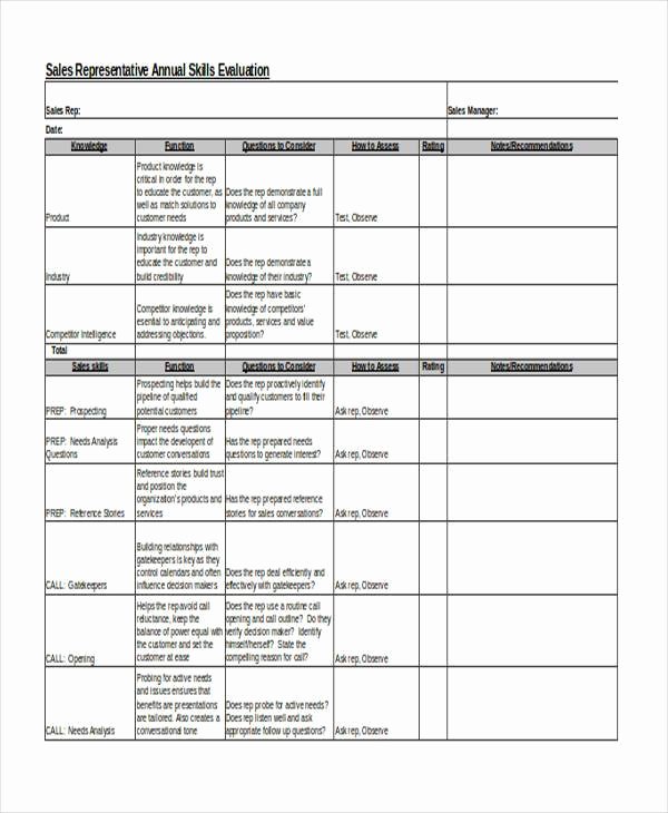 Sales Performance Appraisal form Unique 8 Sales Evaluation form Samples Free Sample Example