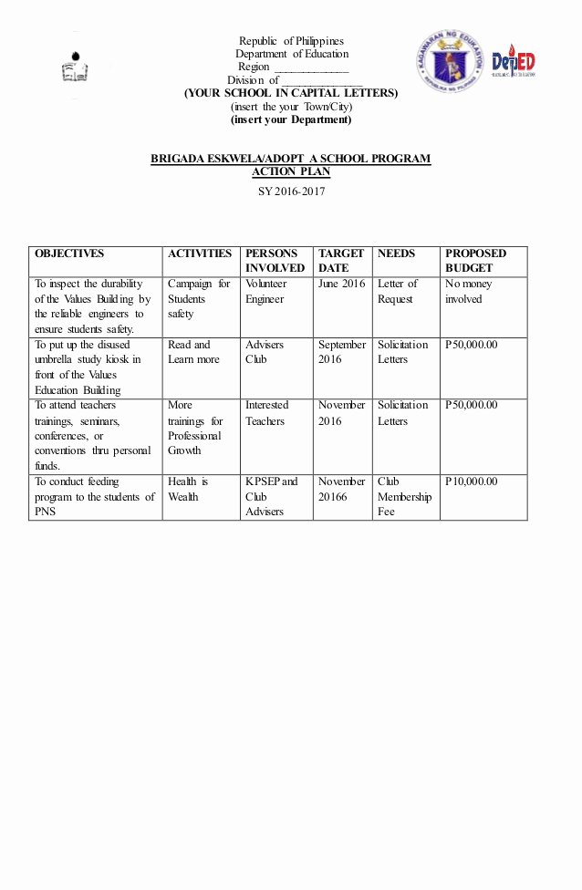 Sample Action Plan for Teachers New Sample Action Plan