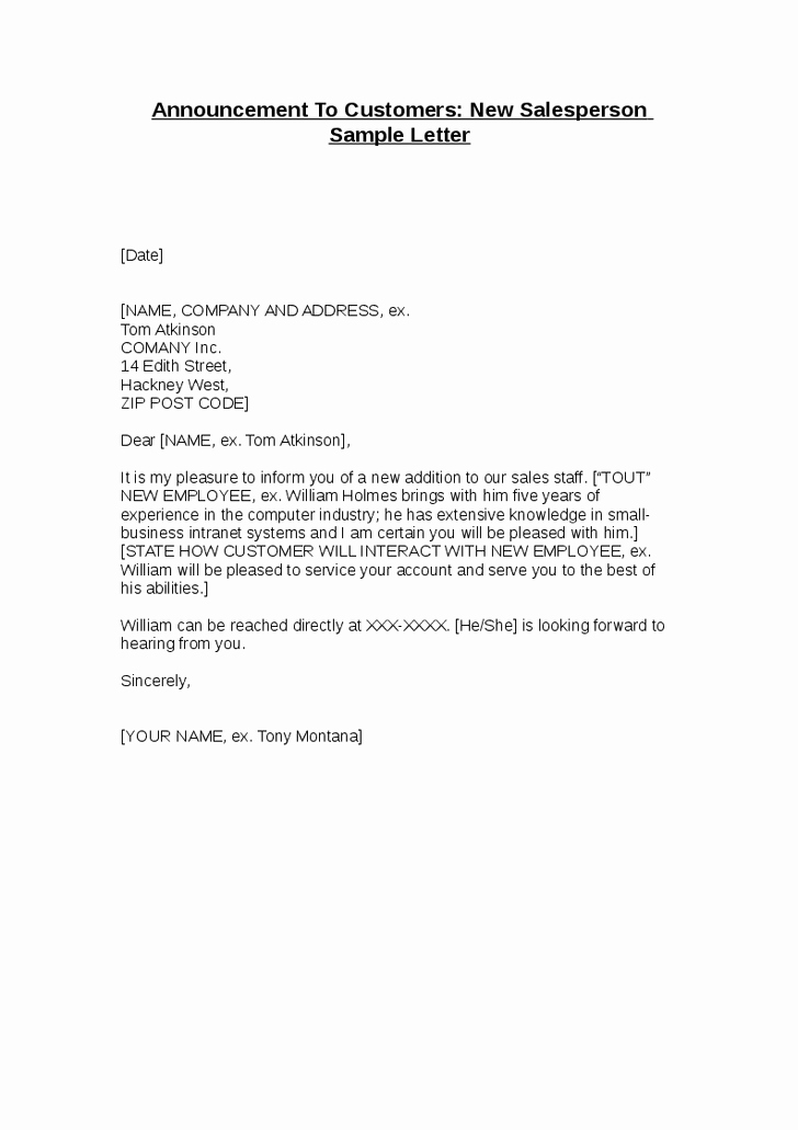 Sample Announcement Of Employee Leaving Luxury Best S Of New Business Introduction Letter Samples