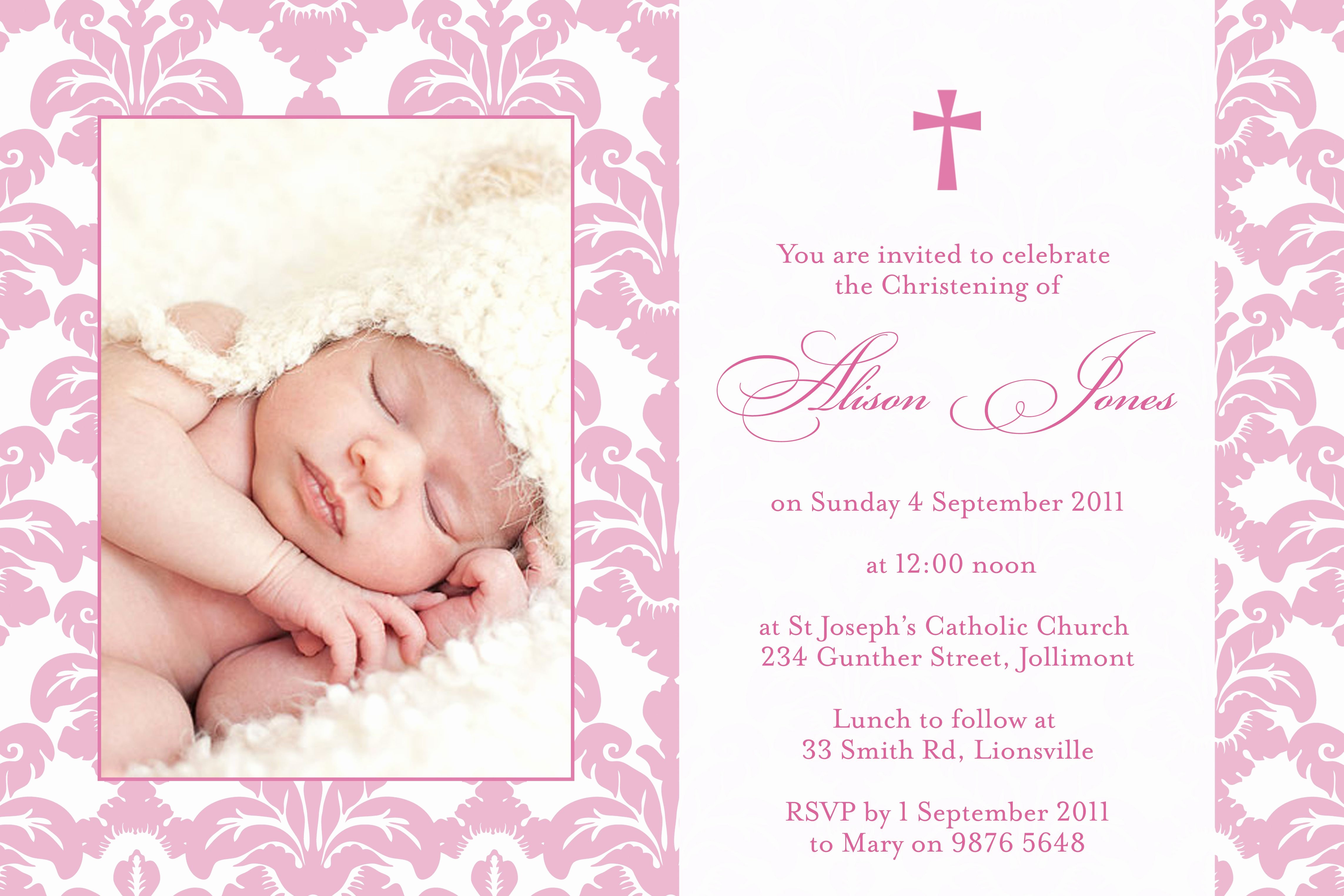 Sample Baptismal Invitations Awesome Baptism Invitation Christening Invitation New