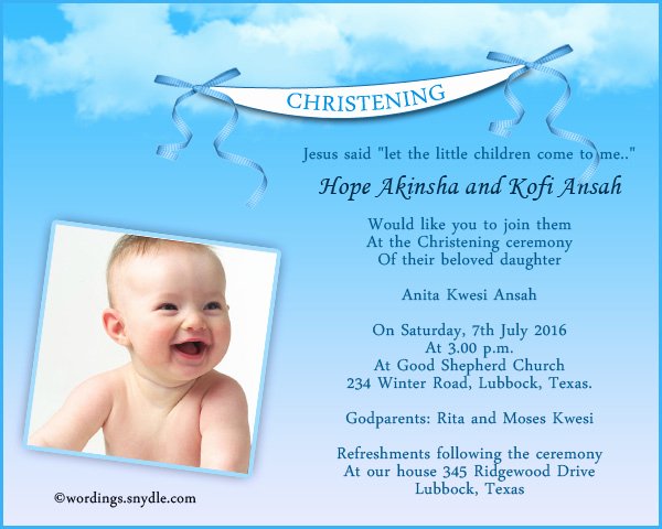 Sample Baptismal Invitations Inspirational Christening Invitation Wording Samples Wordings and Messages