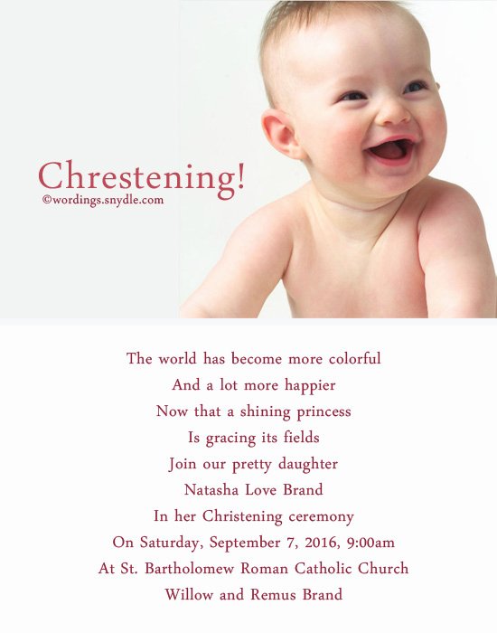 Sample Baptismal Invitations New Christening Invitation Wording Wordings and Messages