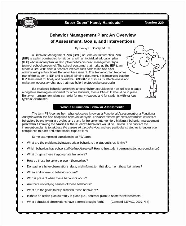 Sample Behavior Plan Beautiful 19 Management Samples