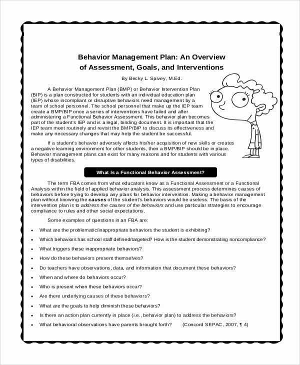 Sample Behavior Plan Fresh 43 Sample Plans