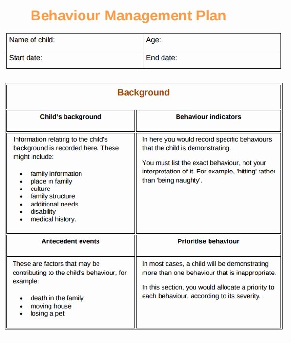 Sample Behavior Plan Luxury 10 Behaviour Management Plan Examples Pdf