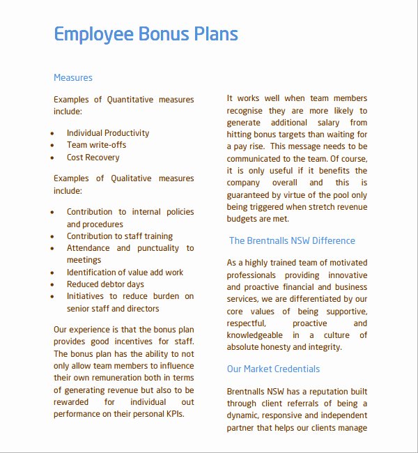 Sample Bonus Plan Document Awesome Employee Retention Bonus Agreement form Templates