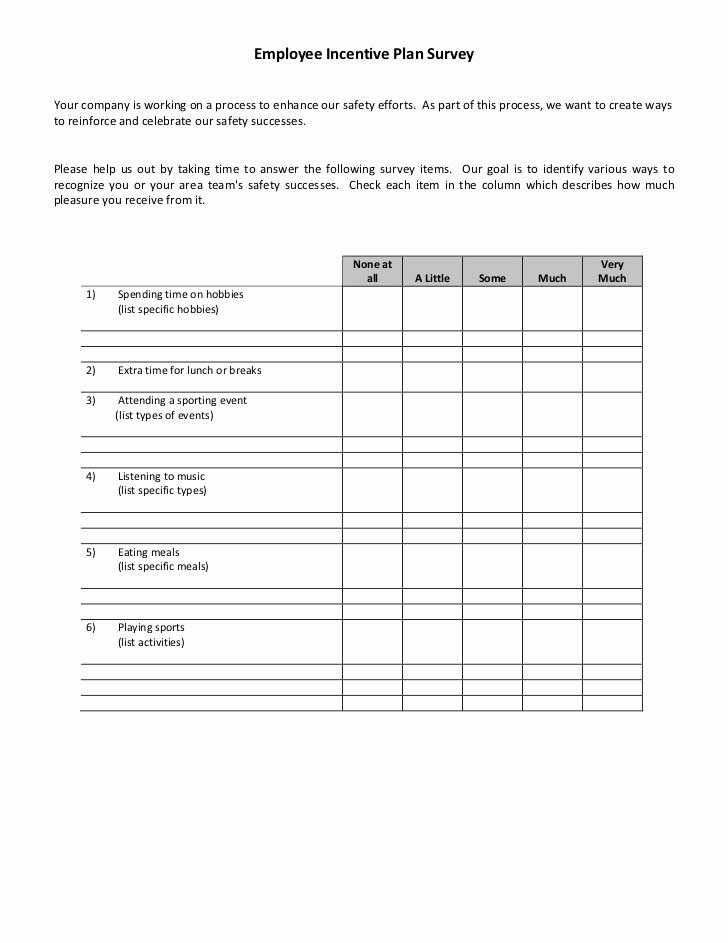 Sample Bonus Plan Document Elegant Employee Safety Incentive Plan Survey