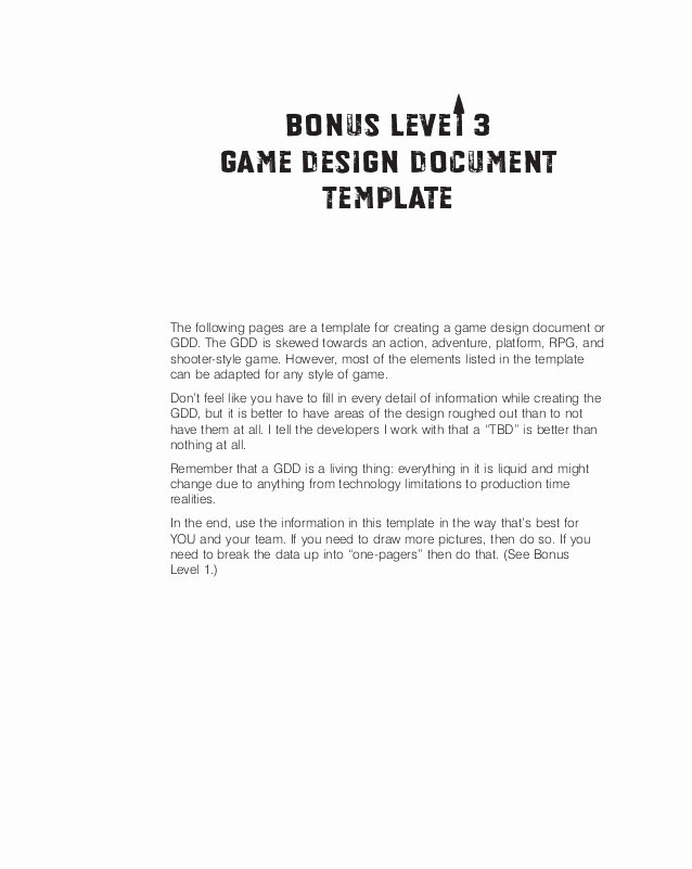 Sample Bonus Plan Document Luxury Game Design Doc Template