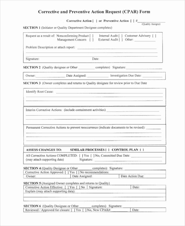 Sample Capa form Awesome 38 Sample Action forms In Pdf