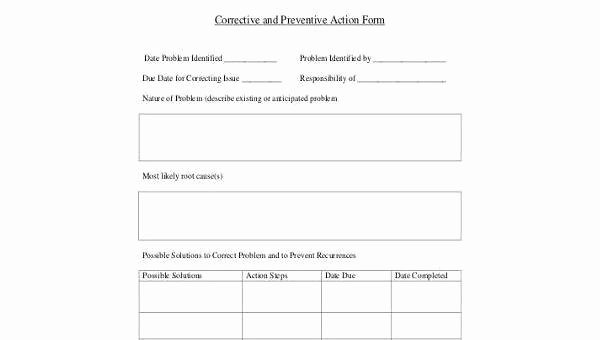Sample Capa form Awesome Sample Preventive Action forms 8 Free Documents In Word