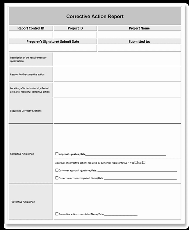 Sample Capa form Beautiful Corrective Action Report Example