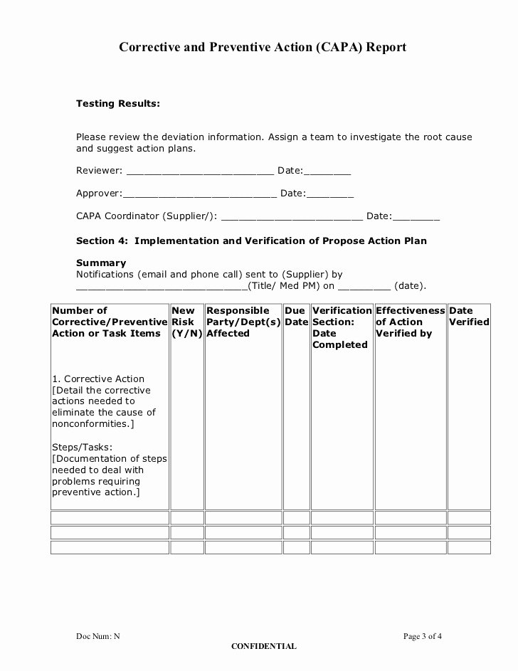 Sample Capa form Elegant Corrective and Preventive Action Plan Capa Report form