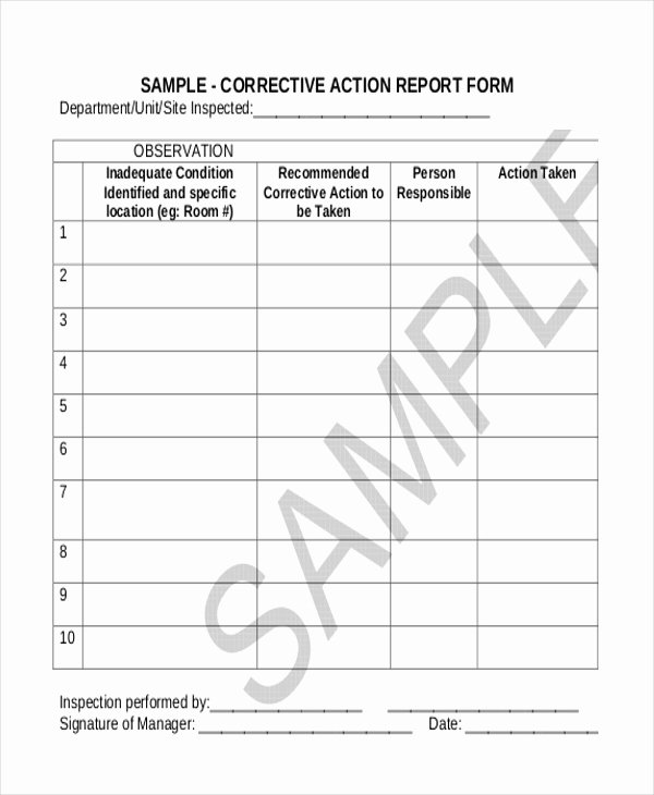 Sample Capa form Unique Sample Corrective Action form 10 Free Documents In Doc Pdf