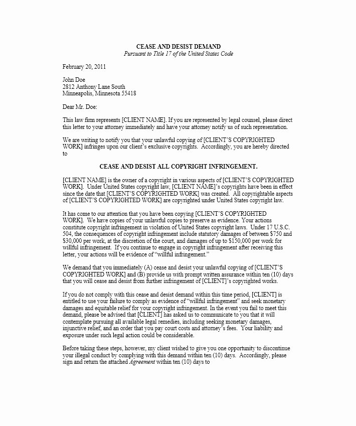 Sample Cease and Desist Letter to former Employee Fresh 30 Cease and Desist Letter Templates [free] Template Lab