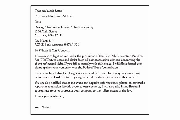 Sample Cease and Desist Letter to former Employee Fresh Dealing with Creditor Harassment Know Your Rights
