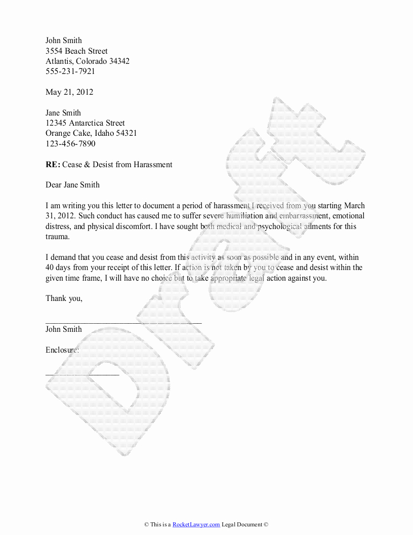 Sample Cease and Desist Letter to former Employee Inspirational Cease and Desist Letter Template with Sample