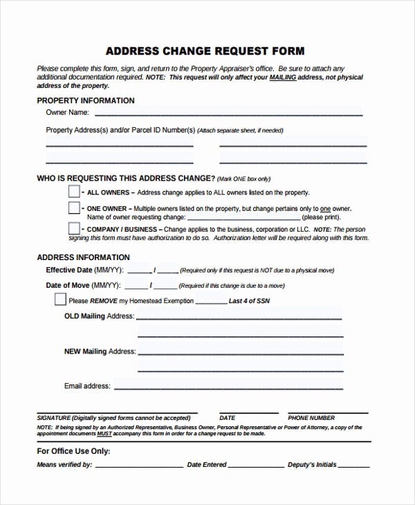 Sample Change Request form Awesome Change form Template